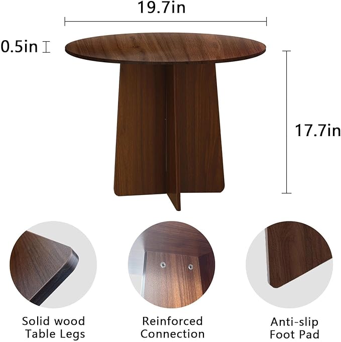 Wood End Table, Round Side Tables Living Room, Small End Tables - Image 3
