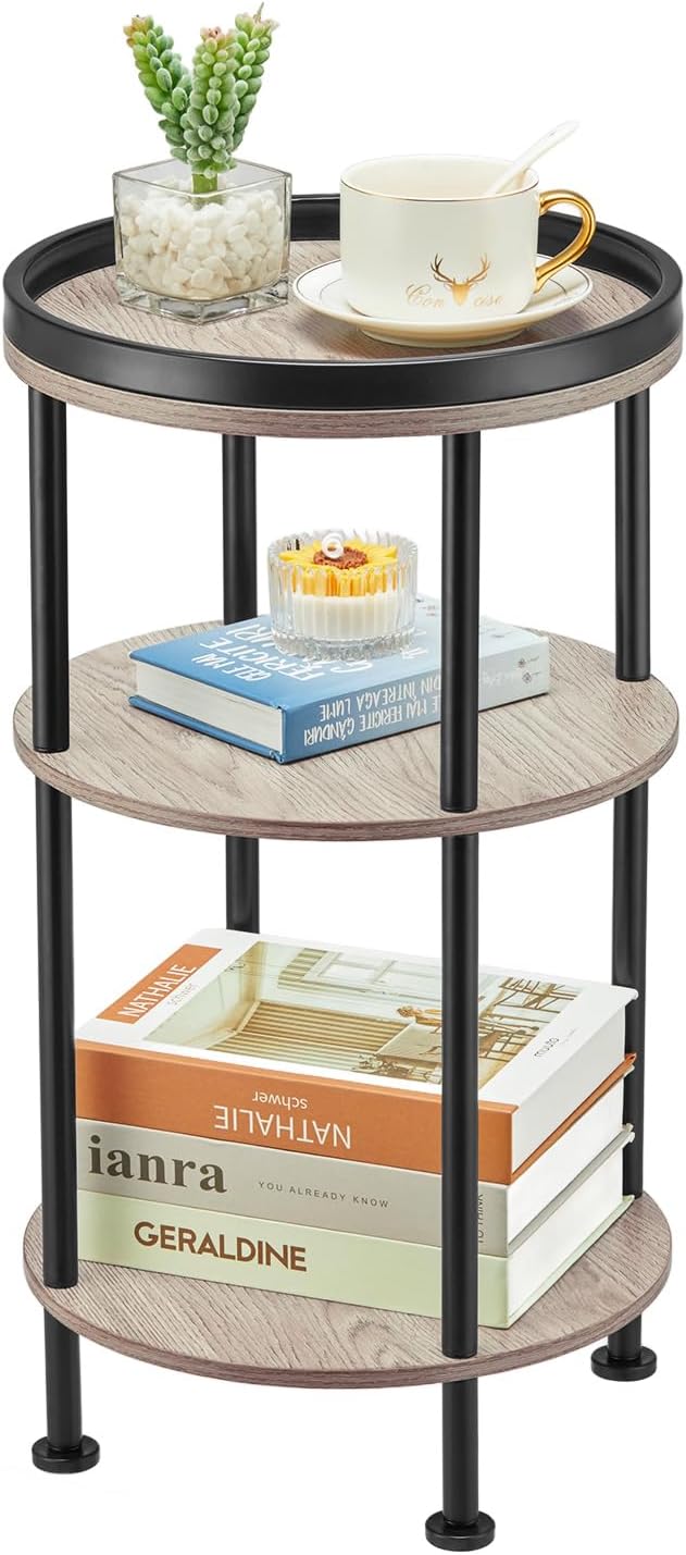 Side Table, Small Round Side Table by Zexvida