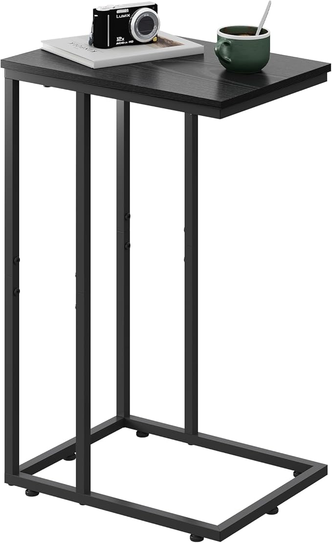 WLIVE Black Side Table, C Table End Table by WLIVE