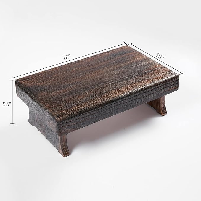Wood Step Stool, Portable Rectangle Bed Stool, Small Step Ladder - Image 2