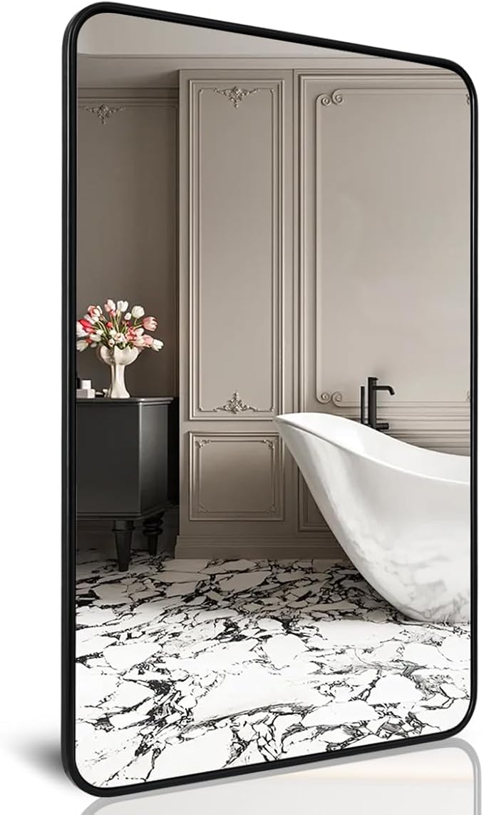 ANDY STAR Black Rectangle Mirror, 24x36 Inch Stainless Steel Metal Frame - Image 7