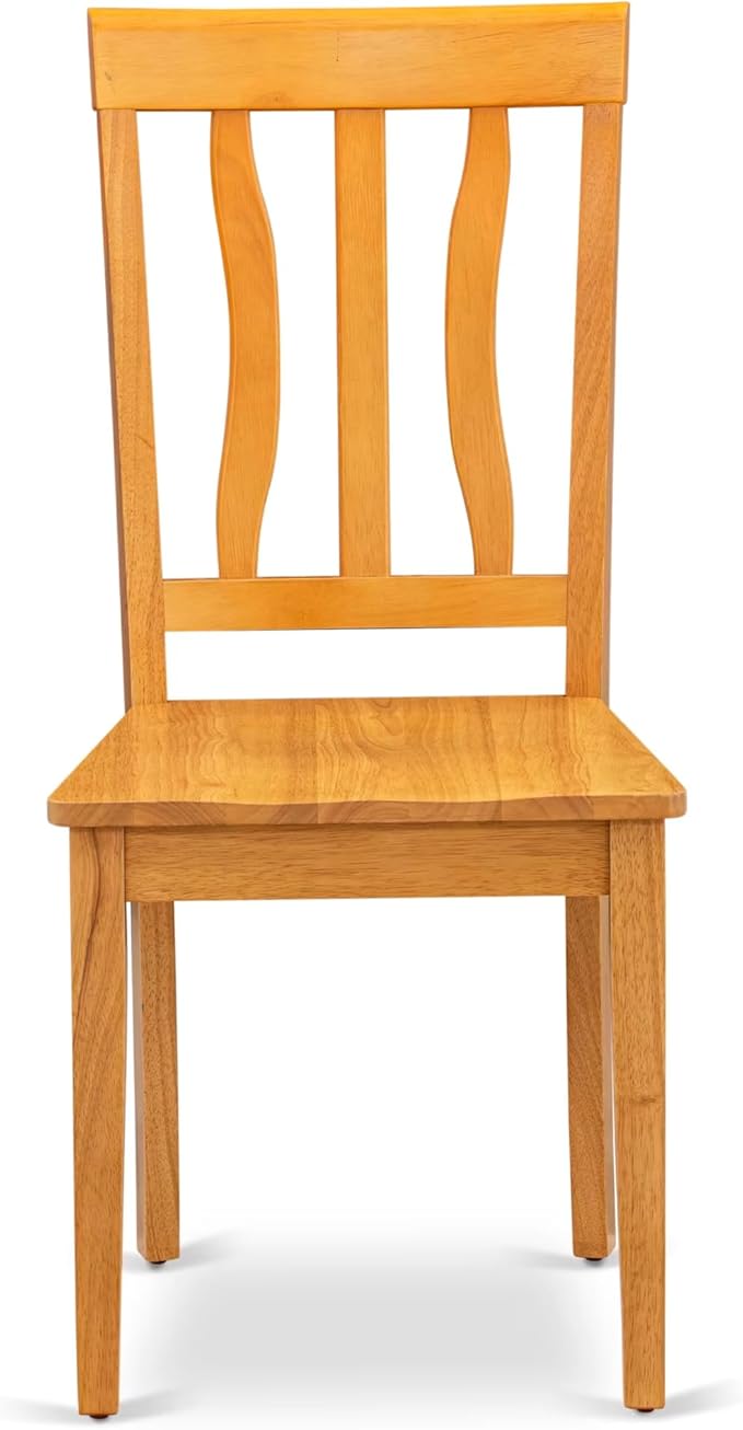 East West Furniture ANTI5-OAK-W 5 Piece Dining Room Table Set Includes a Round - Image 7