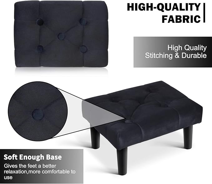 HOUCHICS Small Footstool Ottoman, Velvet Soft Footrest Ottoman - Image 6