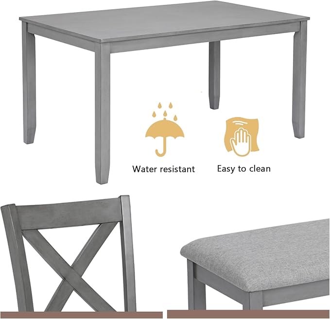 Dining Table Set, 6-Piece Kitchen Table & Chair Set - Image 7