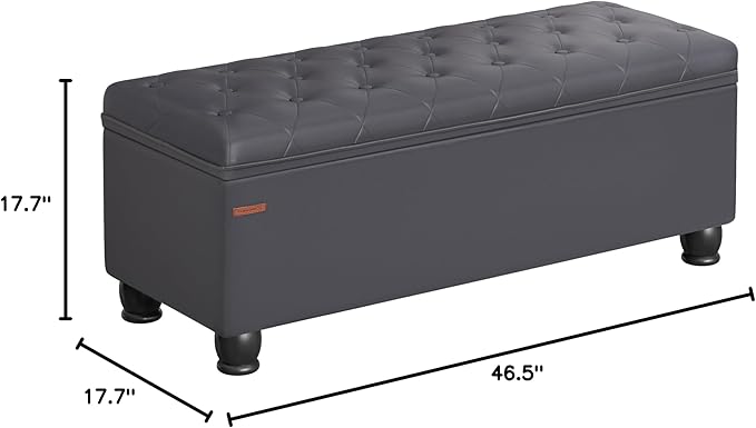 SONGMICS Storage Ottoman, Storage Bench, Tufted Entryway Bedroom Bench - Image 3