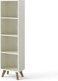 Manora Small Bookcase with 4 Open Shelves, Modern White Bookshelf with Wooden by manora