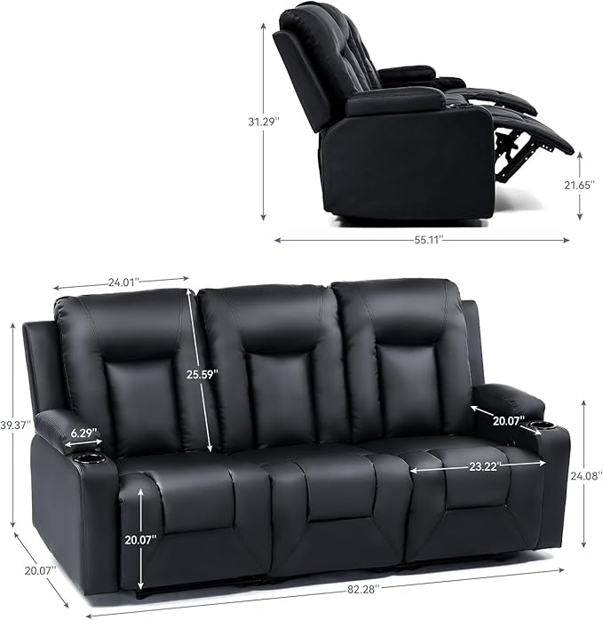 LUCKLIFE Leather Recliner Sofa Set - Image 6