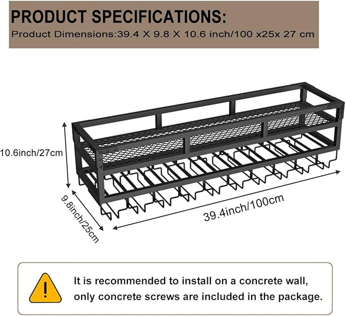 Pengfei LED Wine Rack Wall Mounted, Industrial Metal Wall Wine Shelf & Glass - Image 6