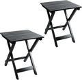 Outdoor Patio Side Table Set of 2 Small Wood End Square Table Folding Coffee by Hngilkoo
