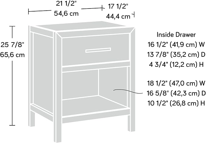 Sauder Pacific View Bedroom Night Stand, Spacious Storage, 1 Drawer Nightstand - Image 3