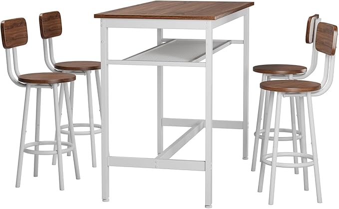5-Piece Bar Table and Chairs Set, 43.3'' Pub Table Set Modern Small Table and - Image 6
