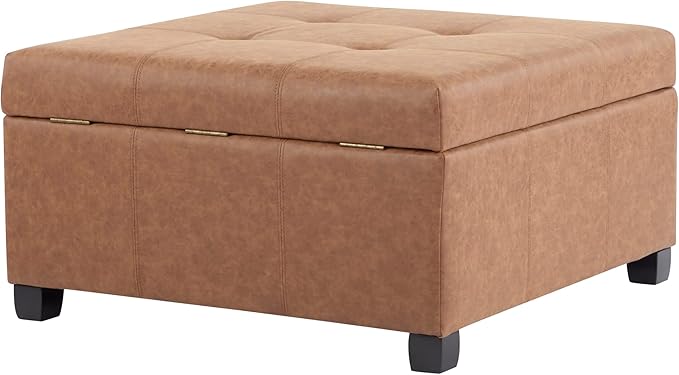 Christopher Knight Home Lorel Faux Leather Square Storage Ottoman Coffee Table - Image 5