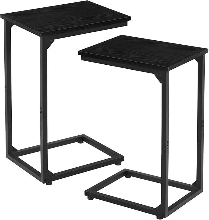 AMHANCIBLE C Shaped End Table Set of 2, Couch Tables That Slide Under, TV Tray by AMHANCIBLE