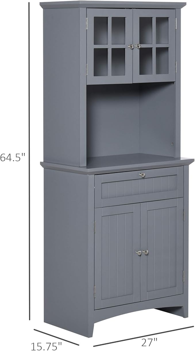 HOMCOM Elegant Buffet with Hutch, Kitchen Pantry Storage Cabinet with Framed - Image 3