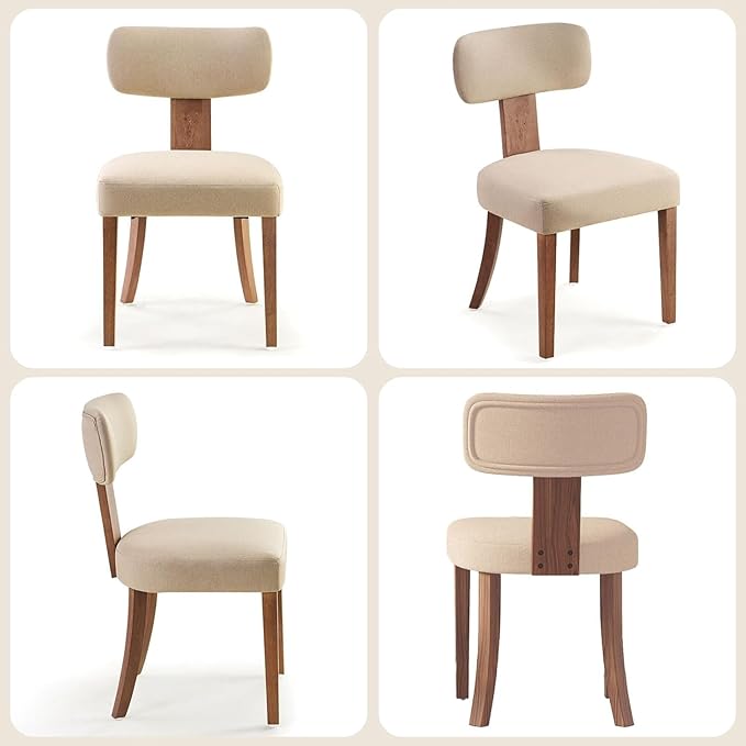 Farmhouse Chair Set of 4, Mid Century Modern Dining Chairs, Sherpa Upholstered - Image 8