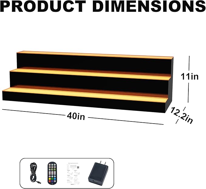 MESAlLUP Acrylic 40 Inch 3 Tier High Light LED Detachable Liquor Bottle Display - Image 2