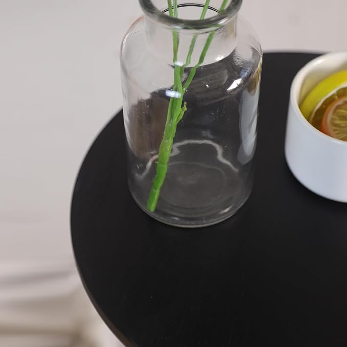Round Wooden Side Table with Stacked Ball Pedestal Base, Accent Nightstand - Image 6