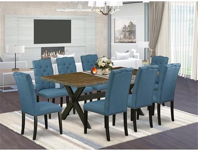 East West Furniture X677EL121-9 9 Piece Modern Dining Table Set Includes a - Image 2