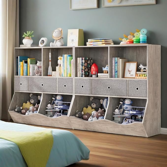 IDEALHOUSE 7-Cubby Large Kids Toy Storage Organizer, Children Wood Bookcase and - Image 8
