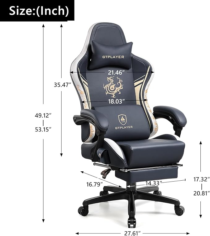 GTPLAYER Gaming Chair with Bluetooth Speakers and Footrest, Dragon Series Video - Image 2