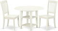 East West Furniture SUDA3-LWH-W 3 Piece Dining Room Table Set Contains a Round by EastWestFurniture