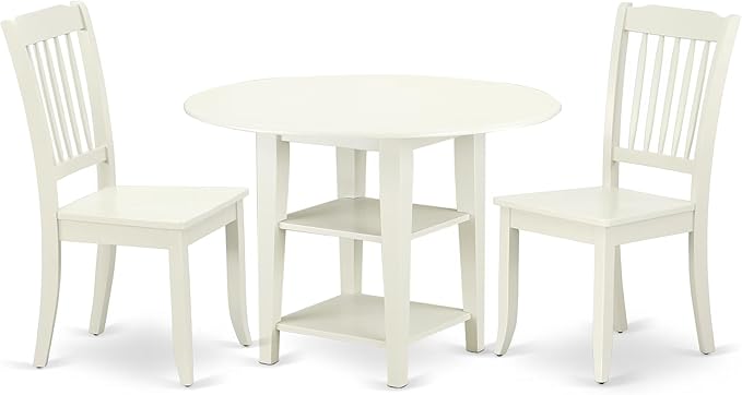 East West Furniture SUDA3-LWH-W 3 Piece Dining Room Table Set Contains a Round by EastWestFurniture