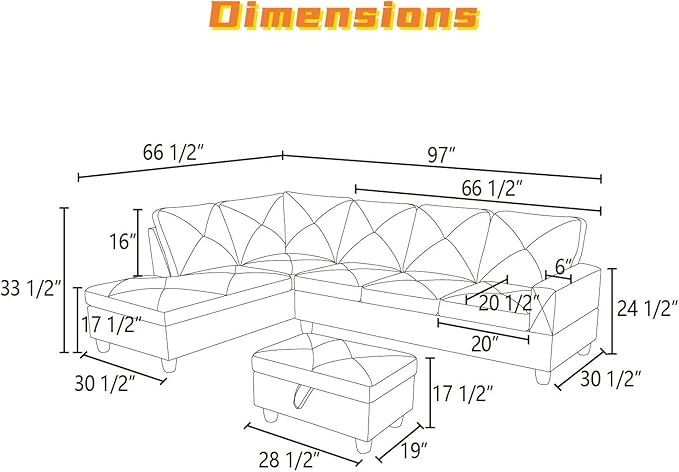 L Shaped Sectional Couch with Otttoman, Apartments, Dark Grey - Image 2