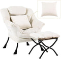 Lazy Chair with Ottoman, Comfy Reading Lounge Chair with Footstool & Throw by YOTATING