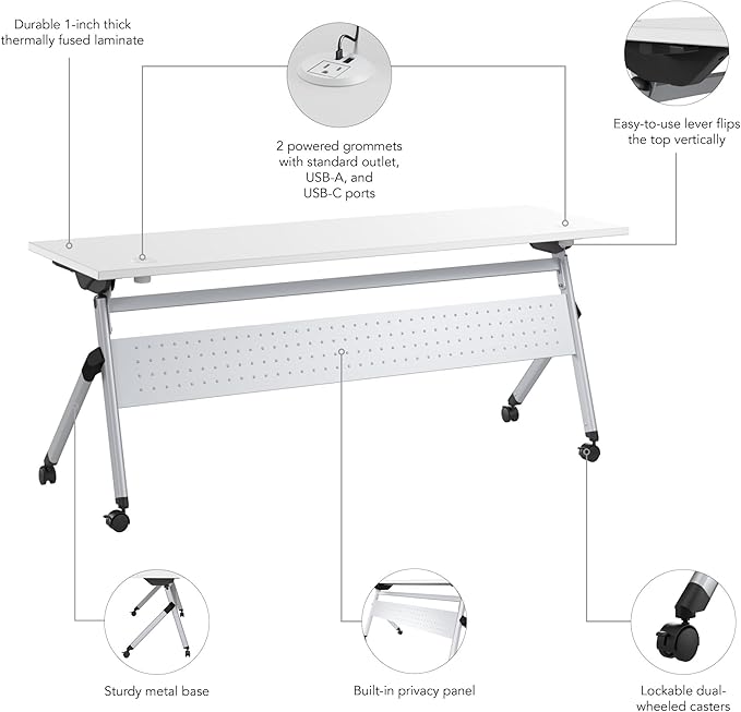 Bush Business Furniture Folding Training Table, 72 inch Desk - Image 7