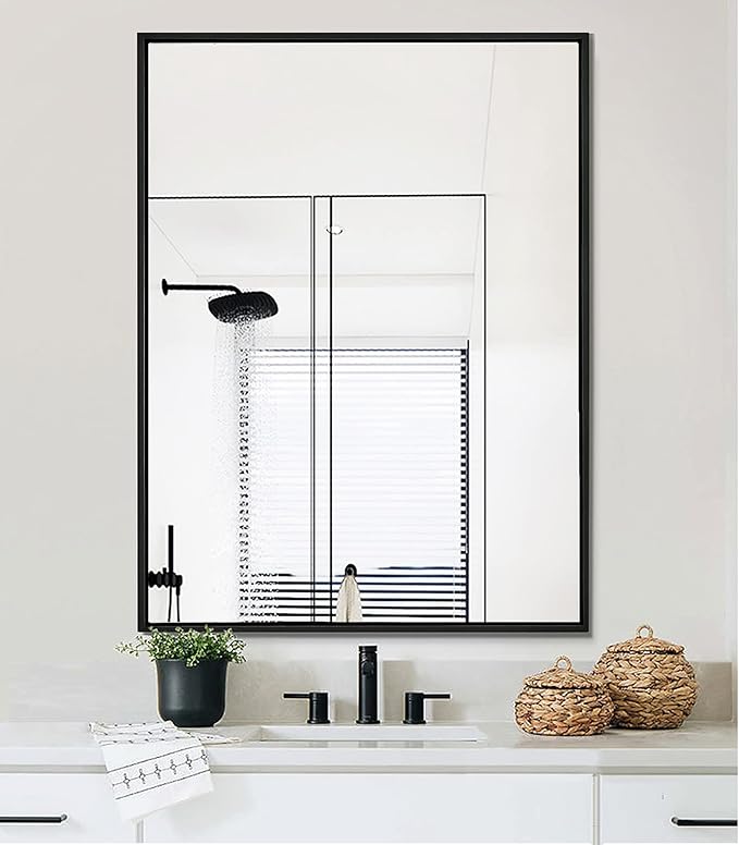 Bathroom Mirror 30x40 Inch, Rectangle Wall Mounted Mirror, Metal Framed Vanity - Image 2