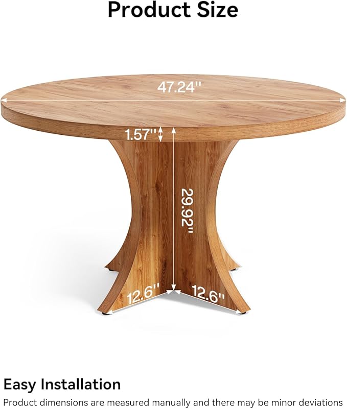 LITTLE TREE Round Dining Table for 4-6, 47.24 Inches Kitchen Table - Image 3