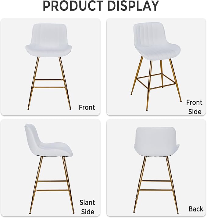 Sidanli Gold Barstools Set of 2, Velvet Stools - Image 7