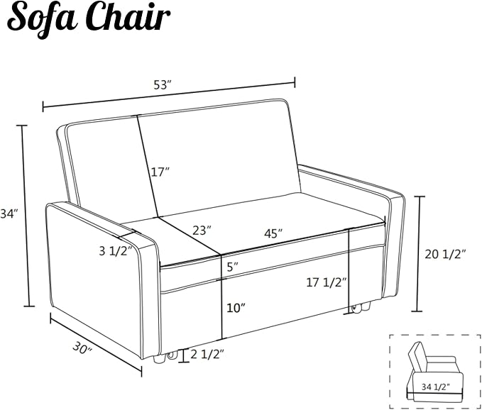 53 Inch Convertible Pull Out Sofa Bed, Sleeper Couch - Image 2