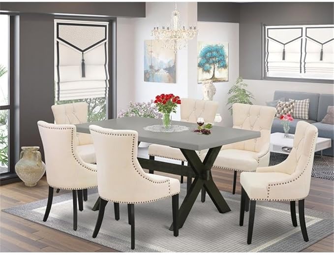 East West Furniture X696FR102-7 7 Piece Modern Dining Table Set Consist of a - Image 2