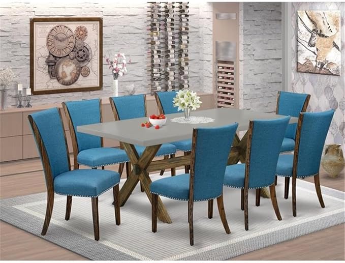 East West Furniture X797VE721-9 9 Piece Dining Table Set Includes a Rectangle - Image 2