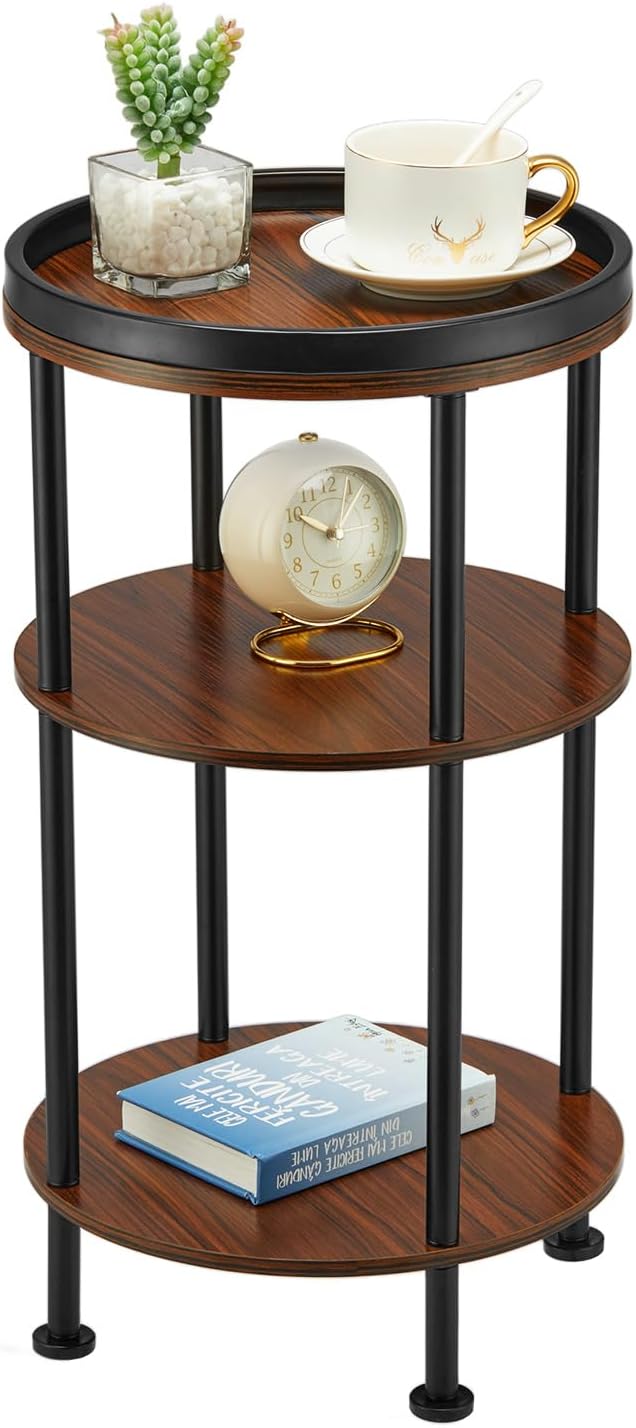 Side Table, Small Round Side Table by Zexvida