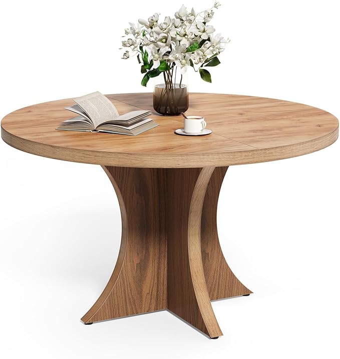 LITTLE TREE Round Dining Table for 4-6, 47.24 Inches Kitchen Table by LITTLETREE