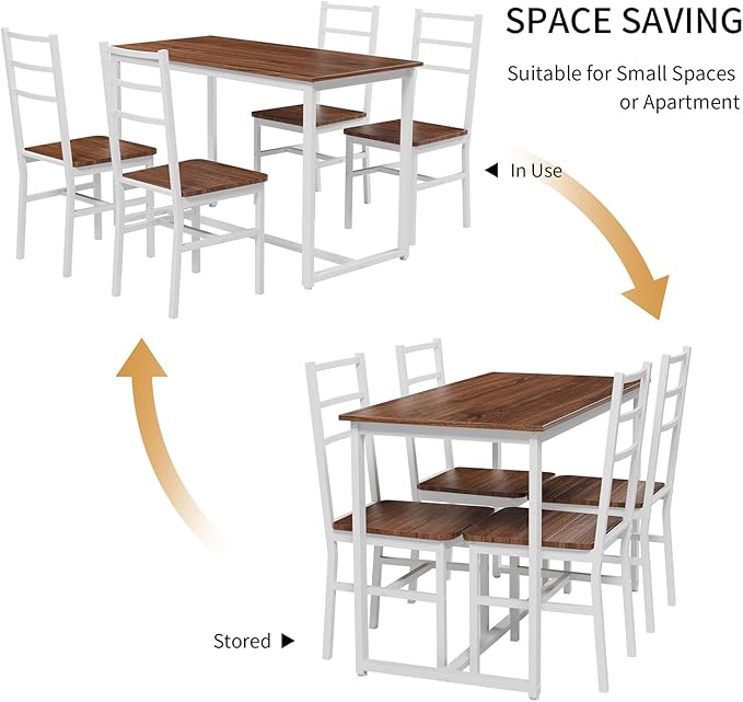 5-Piece Dining Table Set with 4 Chairs, 47.2" Kitchen Table Chairs Set of 4 - Image 4