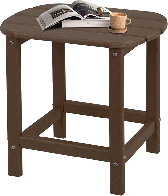 Adirondack Side Table, HDPE Weather Resistant, Wooden Textured by Plawdlik