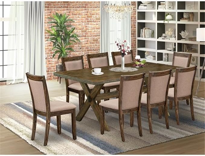 East West Furniture X777MZ716-9 9 Piece Dining Room Set Includes a Rectangle - Image 2