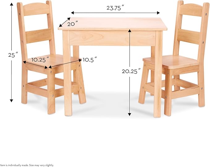 Melissa & Doug Solid Wood Table and 2 Chairs Set - Image 4