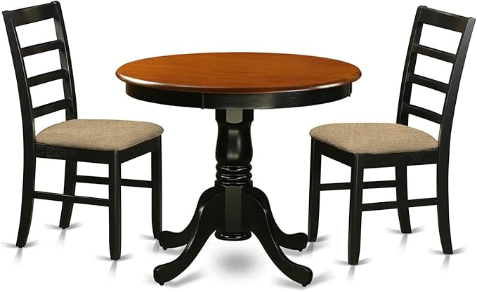 East West Furniture ANPF3-BLK-C 3 Piece Kitchen Table & Chairs Set Contains a by EastWestFurniture