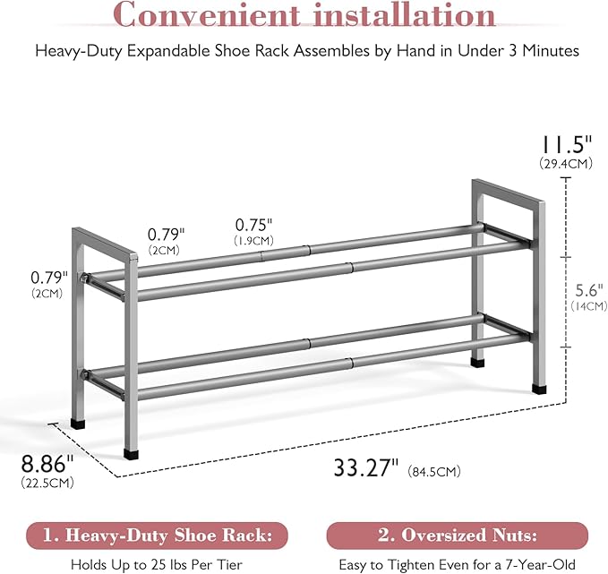 Bumusty 2 Tier Expandable Shoe Rack - Image 3