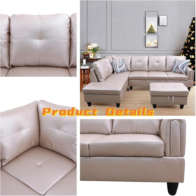 L Shaped Sectional Couch with Otttoman, Apartments - Image 3
