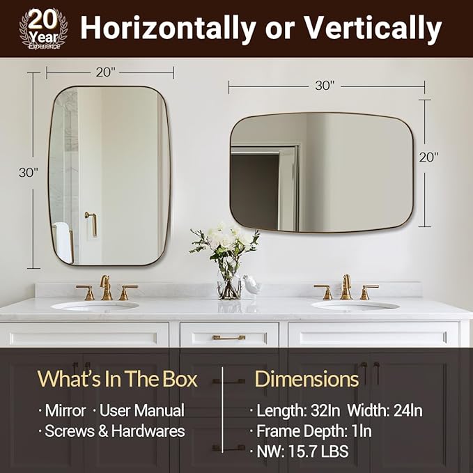ANDY STAR Oval Mirrors for Bathroom, 20x30 Bronze Bathroom Vanity Mirror - Image 2