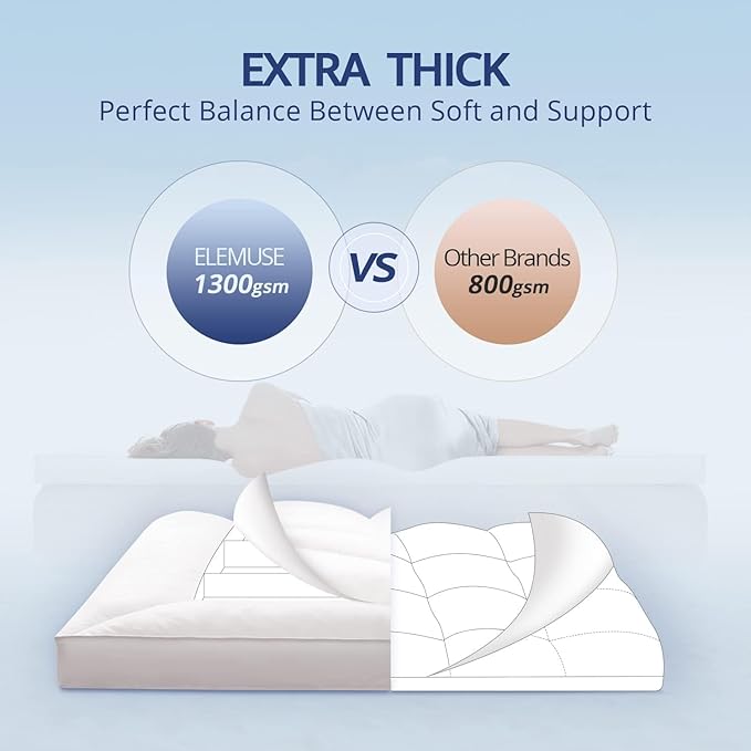 ELEMUSE 1300 GSM Overfilled Mattress Topper Queen - Image 4