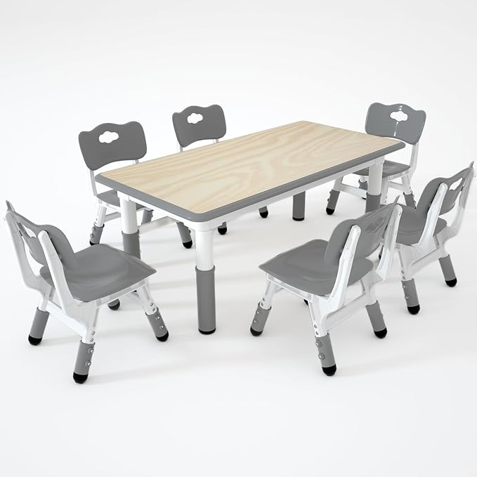 Kids Table and 6 Chairs Set，Height Adjustable Children Table & Chair，Toddlers by Unknown