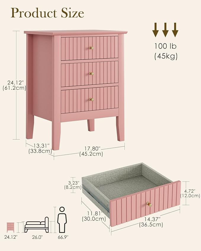 Fluted Nightstand, Farmhouse Night Stand - Image 2