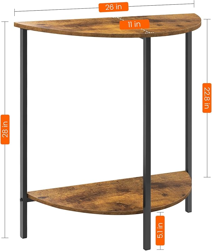 Homode Half Moon Table, Small Entryway Table, Half Round Entry Table, Narrow - Image 3