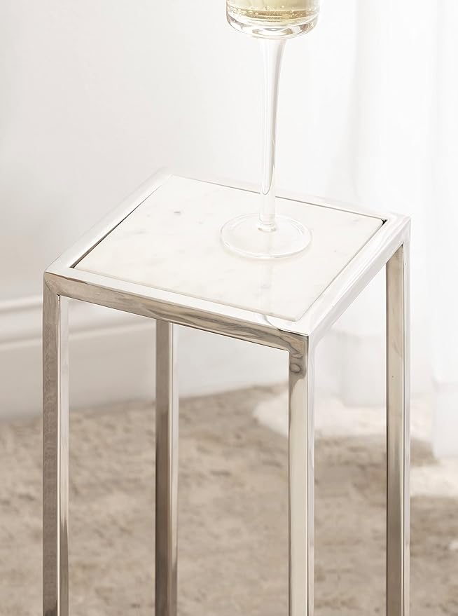 Kate and Laurel Jaspur Modern Glam Drink Table, Decorative Metal and Marble - Image 6